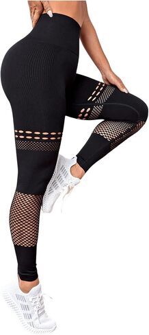 SweatyRocks Women's Plain Hollow Out Seamless High Waist Slim Fit Workout Yoga Legging in Saudi Arabia