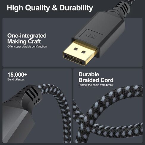 كابل DispalyPort إلى HDMI بطول 3 أقدام، ومنفذ Dispaly DP إلى HDMI سلك محول ذكر إلى ذكر [نقل في اتجاه واحد] لشاشة عرض HDTV متوافقة مع Lenovo HP ASUS Dell وغيرها من العلامات التجارية in Kuwait