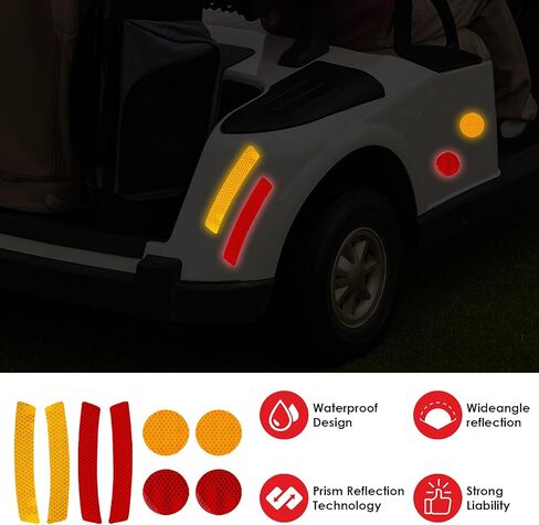 شريط عاكسات لعربة الجولف من Aster 20 قطعة، ملصقات عاكسة لعربة الجولف للسيارة، ملصق شريط عاكس مقاوم للماء في الهواء الطلق، ملصقات عاكسة لاصقة للرؤية الليلية لسيارة نادي Yamaha EZGO in Kuwait