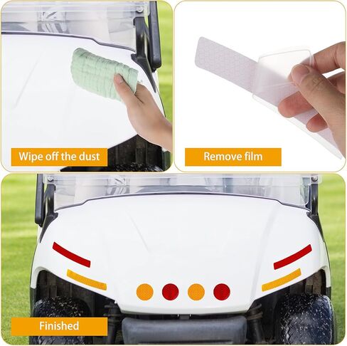 شريط عاكسات لعربة الجولف من Aster 20 قطعة، ملصقات عاكسة لعربة الجولف للسيارة، ملصق شريط عاكس مقاوم للماء في الهواء الطلق، ملصقات عاكسة لاصقة للرؤية الليلية لسيارة نادي Yamaha EZGO in Kuwait