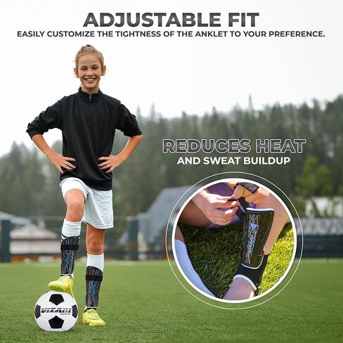Vizari Zodiac Soccer Shin Guards | Lightweight & Durable PP Shell | Detachable Ankle Protection | Youth Soccer Shin Guards | Soccer Equipments in Saudi Arabia