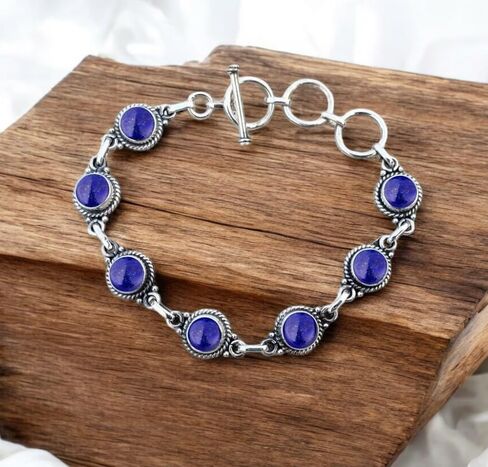 925 Silver Overlay Bracelet Natural 7MM Round Gemstone Adjustable Link Bracelet For Women's Jewelry Gift Item By Samadorne (moonstone) in Saudi Arabia