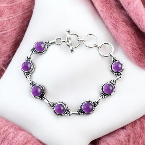 925 Silver Overlay Bracelet Natural 7MM Round Gemstone Adjustable Link Bracelet For Women's Jewelry Gift Item By Samadorne (moonstone) in Saudi Arabia