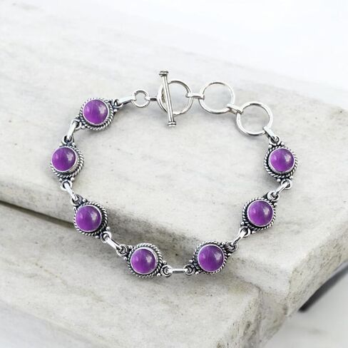 925 Silver Overlay Bracelet Natural 7MM Round Gemstone Adjustable Link Bracelet For Women's Jewelry Gift Item By Samadorne (moonstone) in Saudi Arabia