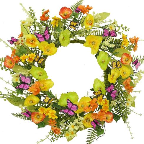 Artificial Fall Wreath for Front Door Autumn Door Wreath with Colorful Fall Oak Leaves,Orange Berries,dry vine branches for Front Door Indoor Outdoor Wall Porch Farmhouse Garden Home Decoration in Saudi Arabia
