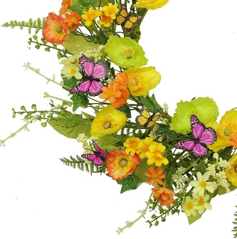 Artificial Fall Wreath for Front Door Autumn Door Wreath with Colorful Fall Oak Leaves,Orange Berries,dry vine branches for Front Door Indoor Outdoor Wall Porch Farmhouse Garden Home Decoration in Saudi Arabia