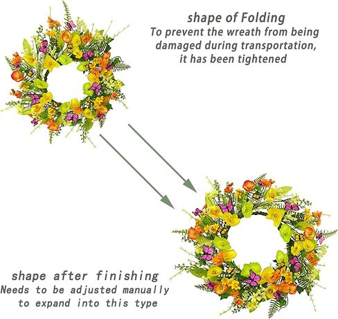 Artificial Fall Wreath for Front Door Autumn Door Wreath with Colorful Fall Oak Leaves,Orange Berries,dry vine branches for Front Door Indoor Outdoor Wall Porch Farmhouse Garden Home Decoration in Saudi Arabia