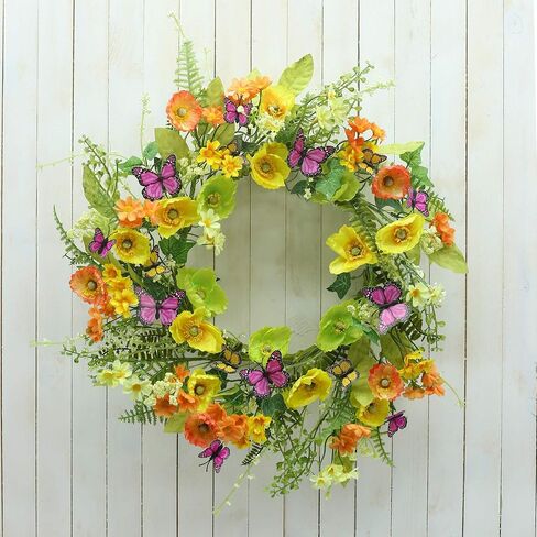 Artificial Fall Wreath for Front Door Autumn Door Wreath with Colorful Fall Oak Leaves,Orange Berries,dry vine branches for Front Door Indoor Outdoor Wall Porch Farmhouse Garden Home Decoration in Saudi Arabia