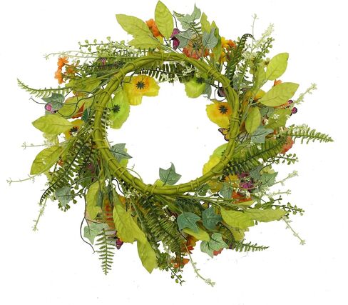 Artificial Fall Wreath for Front Door Autumn Door Wreath with Colorful Fall Oak Leaves,Orange Berries,dry vine branches for Front Door Indoor Outdoor Wall Porch Farmhouse Garden Home Decoration in Saudi Arabia