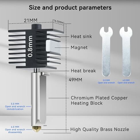 3D Printer Bambu Lab Hotend a1 Mini Hotend 0.2mm Hardened Steel Nozzle Extrusion Head Removable high end Brass 0.4mm+ 0.6mm Nozzle with Silicone Socks for Bambu Labs 3D Printer in Saudi Arabia