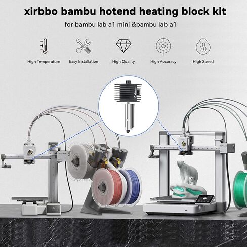3D Printer Bambu Lab Hotend a1 Mini Hotend 0.2mm Hardened Steel Nozzle Extrusion Head Removable high end Brass 0.4mm+ 0.6mm Nozzle with Silicone Socks for Bambu Labs 3D Printer in Saudi Arabia