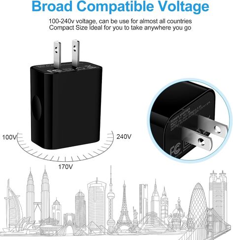 [2-Pack] 20W Samsung Fast Charging Block USB C Power Converter Android Wall Plug Brick Type C Block for Galaxy A15 5G/A55/A35/A14 5G/A54/A25/A23/A13/A53/S24/S23 FE/S22/ S21 FE/Z فليب 5، آيفون 15/14/13 in Kuwait