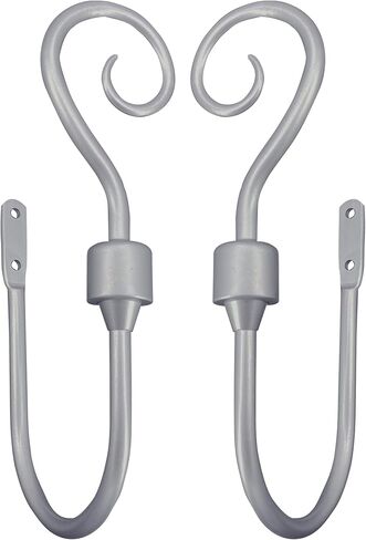 CasaARNO Curtain Holdbacks Scroll Hooks Metal Curtain Swag Hooks Heavy Duty Window Drapery Tiebacks, Set of 2, Black in Kuwait