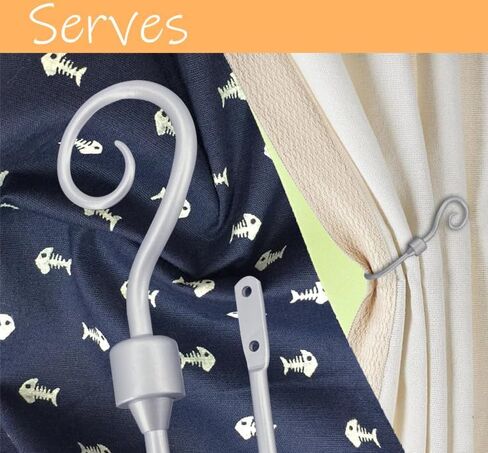 CasaARNO Curtain Holdbacks Scroll Hooks Metal Curtain Swag Hooks Heavy Duty Window Drapery Tiebacks, Set of 2, Black in Kuwait