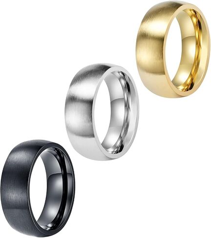 Nanafast Men Rings Set 3PCS Stainless Steel Wedding Rings for Men 8MM Classic Cool Simple Brushed Rings Band in Saudi Arabia