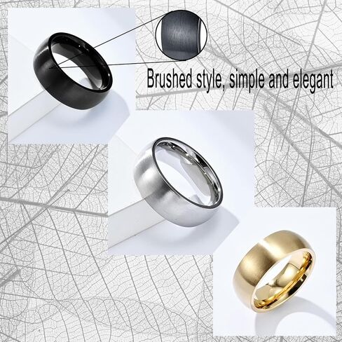 Nanafast Men Rings Set 3PCS Stainless Steel Wedding Rings for Men 8MM Classic Cool Simple Brushed Rings Band in Saudi Arabia