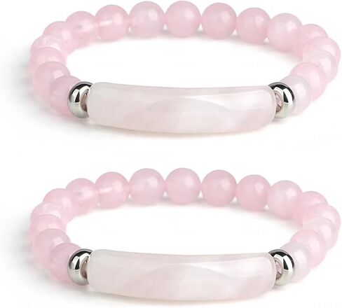 Link Pheromone Bracelet Rose Quartz for Women, 8mm Crystal Beads Stretch Chakra Energy Stone Pink Love Bracelets Good Luck Handmade Jewelry Bangle Gifts Idea for Young Adult Women in Saudi Arabia