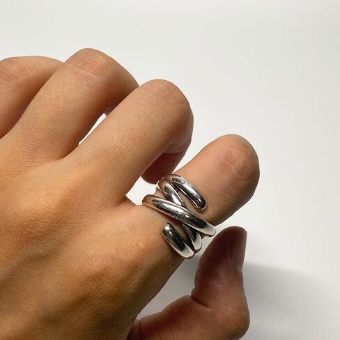 Handmade 925 Sterling Silver Flower Wide Band Rings for Women/Men,Adjustable Thumb Finger Ring Personalized Jewelry (3D Flower wall) in Kuwait