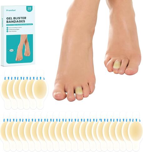 Blister Bandages Blister Pads - 28 ct Blister Cushions - Water Resistant Hydrocolloid Bandages for Foot, Toe, Heel - Gel Blister Bandages for Prevention & Recovery, Variety Pack in Kuwait