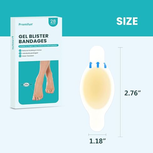 Blister Bandages Blister Pads - 28 ct Blister Cushions - Water Resistant Hydrocolloid Bandages for Foot, Toe, Heel - Gel Blister Bandages for Prevention & Recovery, Variety Pack in Kuwait