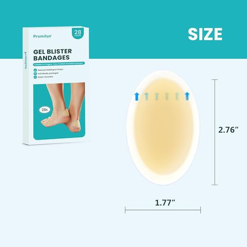 Blister Bandages Blister Pads - 28 ct Blister Cushions - Water Resistant Hydrocolloid Bandages for Foot, Toe, Heel - Gel Blister Bandages for Prevention & Recovery, Variety Pack in Kuwait
