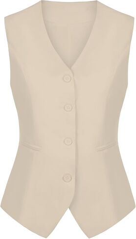 Waistcoat Vest for Women Fully Lined V-Neck Button Down Formal Fitted Dressy Suit Vest Coat with Pockets in Saudi Arabia