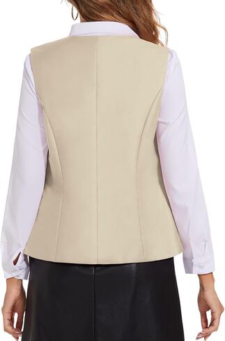 Waistcoat Vest for Women Fully Lined V-Neck Button Down Formal Fitted Dressy Suit Vest Coat with Pockets in Saudi Arabia