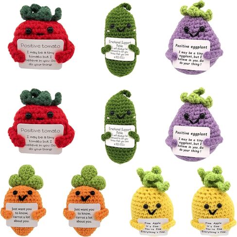 12pcs Positive Potato Crochet Doll,Fun Positive Crochet Doll with Positive Energy Card,Christmas for Friends, Family Fine Apple Crochet Emotional Support,Positive Pickle Crochet in Saudi Arabia