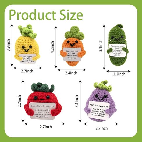 12pcs Positive Potato Crochet Doll,Fun Positive Crochet Doll with Positive Energy Card,Christmas for Friends, Family Fine Apple Crochet Emotional Support,Positive Pickle Crochet in Saudi Arabia