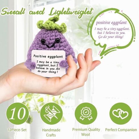 12pcs Positive Potato Crochet Doll,Fun Positive Crochet Doll with Positive Energy Card,Christmas for Friends, Family Fine Apple Crochet Emotional Support,Positive Pickle Crochet in Saudi Arabia