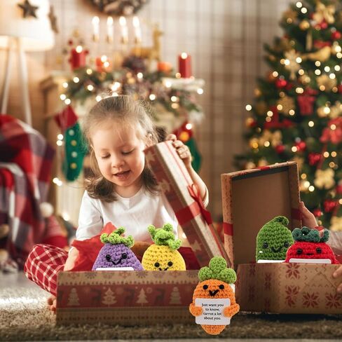 12pcs Positive Potato Crochet Doll,Fun Positive Crochet Doll with Positive Energy Card,Christmas for Friends, Family Fine Apple Crochet Emotional Support,Positive Pickle Crochet in Saudi Arabia