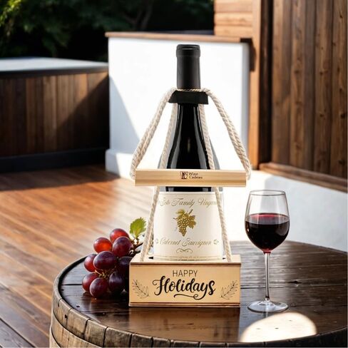 Personalized Wine Gift Box with Thank You Engraving - Perfect for Showing Appreciation and Gratitude, Ideal for Corporate Gifts and Special Occasions - Rope Design in Saudi Arabia