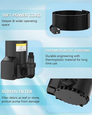 550GPH Submersible Water Pump, 25W Fountain Pump High Lift with 7.2 ft, Ultra Quiet Submersible Pump Fountain Water Pump for Pond Fountain, Fish Tank in Saudi Arabia