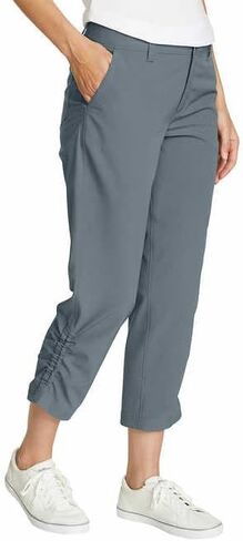 Eddie Bauer Capri Pants for Women with Side Zipprer Cargo Pocket - Women's Hiking Pants with Belt Loop - Ripstop Capri (Blue, 10) in Saudi Arabia