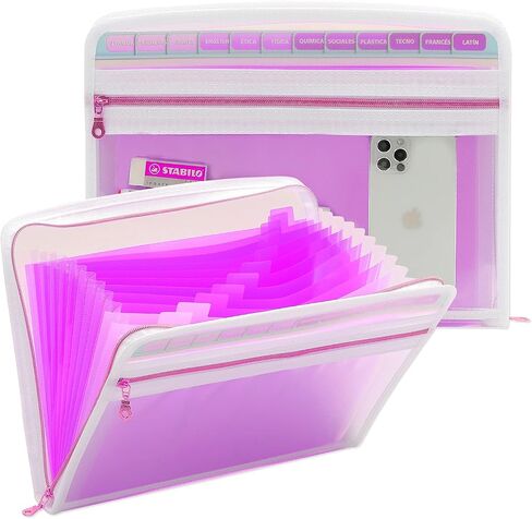 CCidea Expanding File Folder with 13 Pocket, Zipper Closure Accordion Document Organizer,Letter A4 Paper Document Accordion Folder（Green） in Saudi Arabia