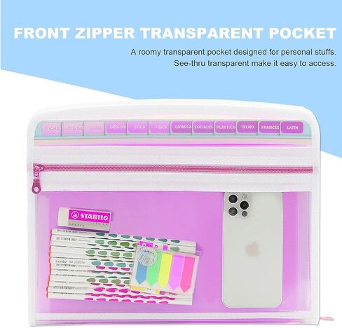 CCidea Expanding File Folder with 13 Pocket, Zipper Closure Accordion Document Organizer,Letter A4 Paper Document Accordion Folder（Green） in Saudi Arabia