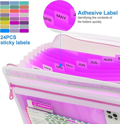 CCidea Expanding File Folder with 13 Pocket, Zipper Closure Accordion Document Organizer,Letter A4 Paper Document Accordion Folder（Green） in Saudi Arabia