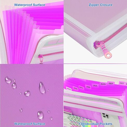 CCidea Expanding File Folder with 13 Pocket, Zipper Closure Accordion Document Organizer,Letter A4 Paper Document Accordion Folder（Green） in Saudi Arabia
