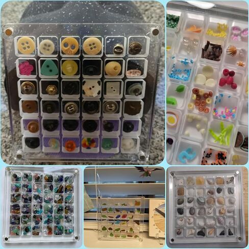 Acrylic Magnetic Seashell Display Box, Seashell Storage Box Display Case Decorative Seashell Starfish Trinket, Small Craft Organizers Container for Bead, Nail, Jewelry, Square-36 Grid in Saudi Arabia