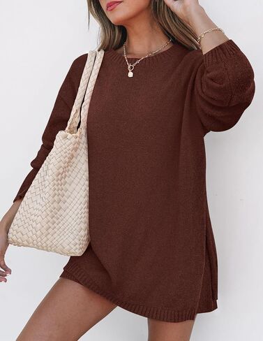 ZESICA Women's Two Piece Sweater Lounge Sets 2024 Fall Casual Knit Trendy Tunic and Shorts Outfits in Saudi Arabia