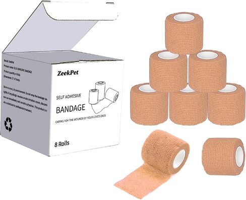 Smiley Face Self Adhesive Bandage Wrap Animal Cohesive Bandage Self Adherent Wrap First Aid Tape for Dogs Cats Horses Birds & Wrist Healing Ankle Sprain 8 Rolls, 2 Inch in Saudi Arabia