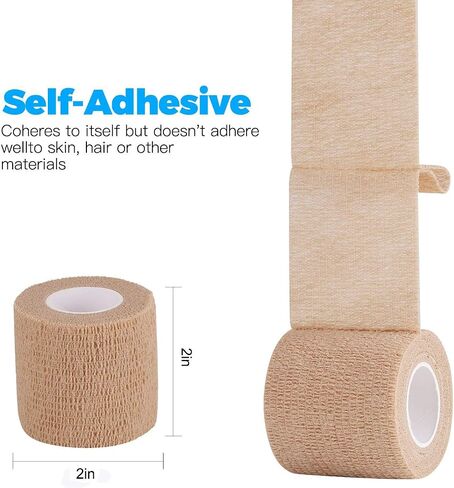 Smiley Face Self Adhesive Bandage Wrap Animal Cohesive Bandage Self Adherent Wrap First Aid Tape for Dogs Cats Horses Birds & Wrist Healing Ankle Sprain 8 Rolls, 2 Inch in Saudi Arabia