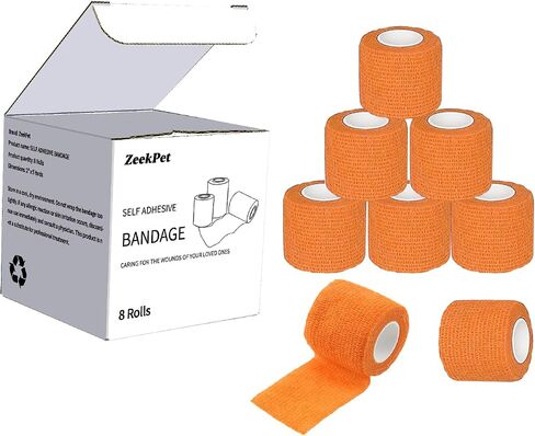 Smiley Face Self Adhesive Bandage Wrap Animal Cohesive Bandage Self Adherent Wrap First Aid Tape for Dogs Cats Horses Birds & Wrist Healing Ankle Sprain 8 Rolls, 2 Inch in Saudi Arabia