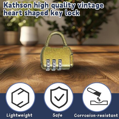 kathson قديم خمر الطراز العتيق أقفال صغيرة هجر الفاظ مفتاح قفل مع مفتاح (الكثير من 3، العتيقة، الحب) (نمط العتيقة) in Kuwait