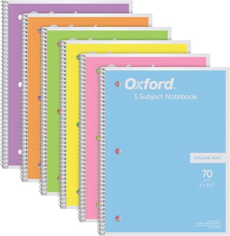 Oxford Spiral Notebook College Ruled - 24 Pack - 1 Subject Spiral Notebooks for Work and School - 8 x 10-1/2 Inch - 8 Pastel Colors - 70 Sheets in Saudi Arabia