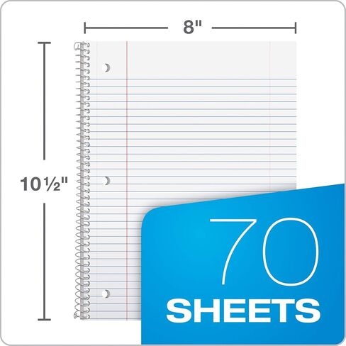 Oxford Spiral Notebook College Ruled - 24 Pack - 1 Subject Spiral Notebooks for Work and School - 8 x 10-1/2 Inch - 8 Pastel Colors - 70 Sheets in Saudi Arabia