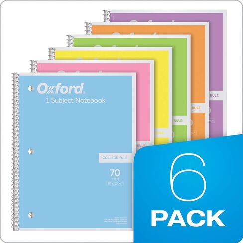 Oxford Spiral Notebook College Ruled - 24 Pack - 1 Subject Spiral Notebooks for Work and School - 8 x 10-1/2 Inch - 8 Pastel Colors - 70 Sheets in Saudi Arabia