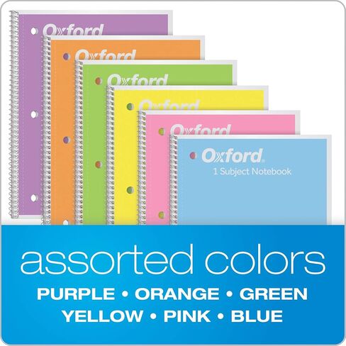 Oxford Spiral Notebook College Ruled - 24 Pack - 1 Subject Spiral Notebooks for Work and School - 8 x 10-1/2 Inch - 8 Pastel Colors - 70 Sheets in Saudi Arabia