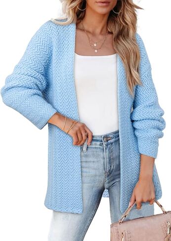 SHEWIN Women's Open Front Sweater Cardigan Casual Long Sleeve Knit Lightweight Outwear Coat in Saudi Arabia