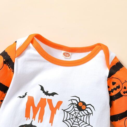 Thorn Tree Infant Newborn Baby Girl Boy Long Sleeve Romper Unisex Baby Halloween Outfits 2Pcs Hat+Jumpsuit Clothes Set (My first halloween set 1, 0-3 Months) in Saudi Arabia